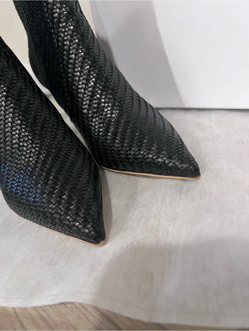 Christian Dior District Black Woven Pointed-Toe Ankle Boots